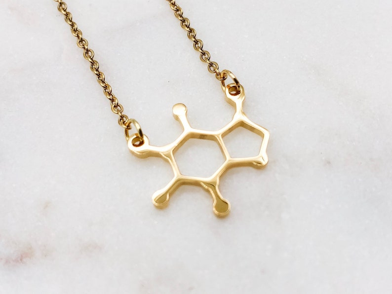 Caffeine Necklace, Chemistry Gift, Molecule Necklace, Molecule Jewelry, Coffee Gift, Tea Necklace, Chocolate Lover Gift image 4