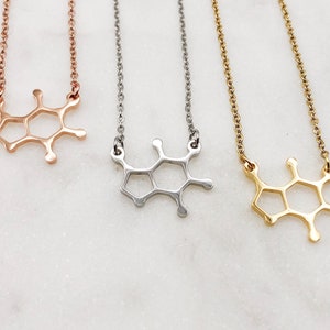 Caffeine Necklace, Chemistry Gift, Molecule Necklace, Molecule Jewelry, Coffee Gift, Tea Necklace, Chocolate Lover Gift image 2