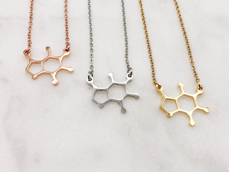 Caffeine Necklace, Chemistry Gift, Molecule Necklace, Molecule Jewelry, Coffee Gift, Tea Necklace, Chocolate Lover Gift image 2