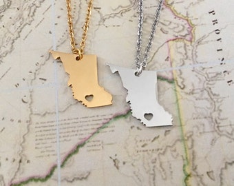 British Columbia Map Necklace, We Love BC, Province Necklace, West Coast, Canada Map Necklace, Cartography Gift, Geography Gift