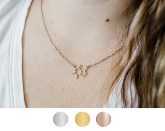 Caffeine Necklace, Chemistry Gift, Molecule Necklace, Molecule Jewelry, Coffee Gift, Tea Necklace, Chocolate Lover Gift