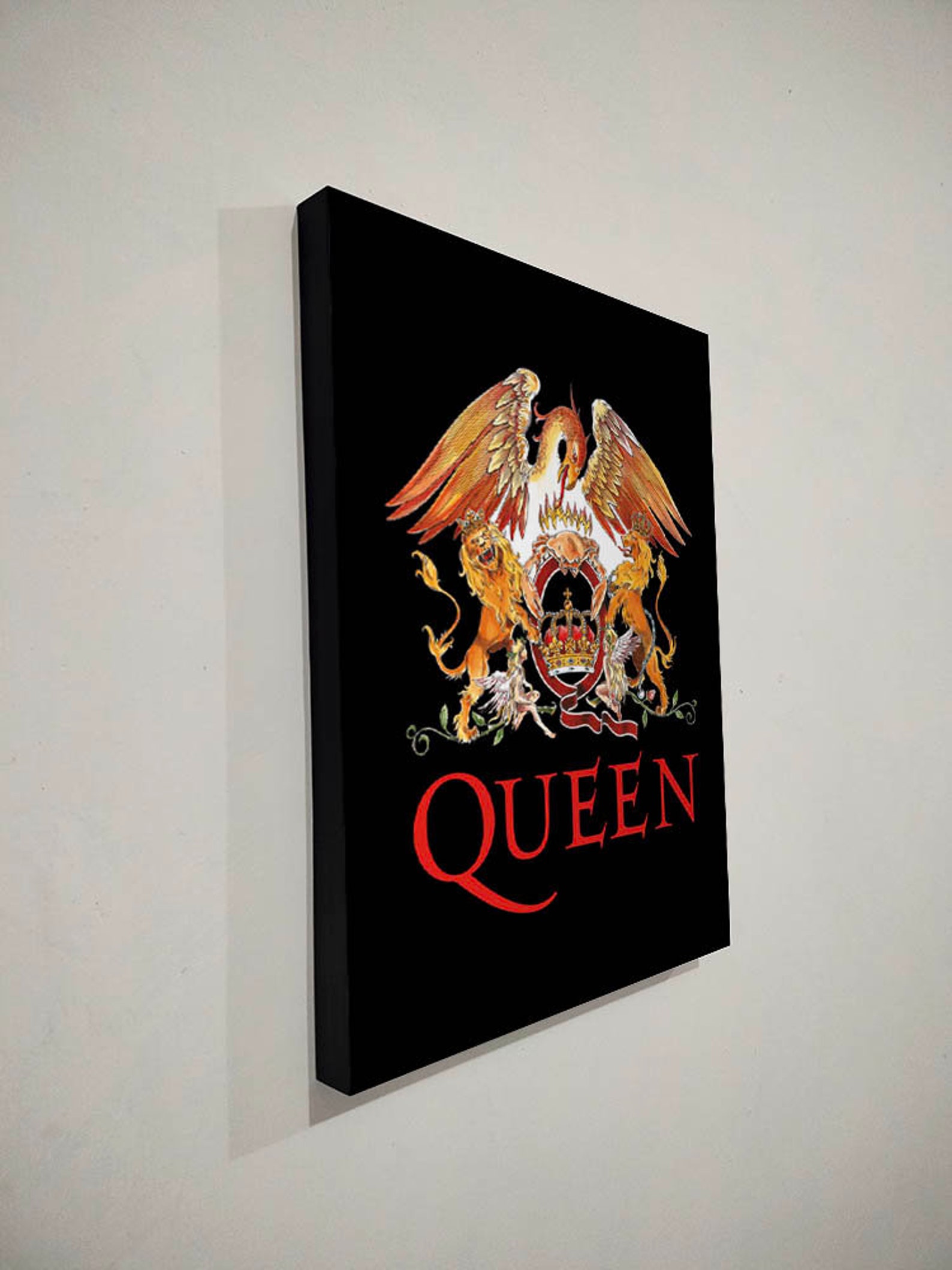 Queen Logo British Rock Band Wood Poster Framed Gift Wall Art Etsy