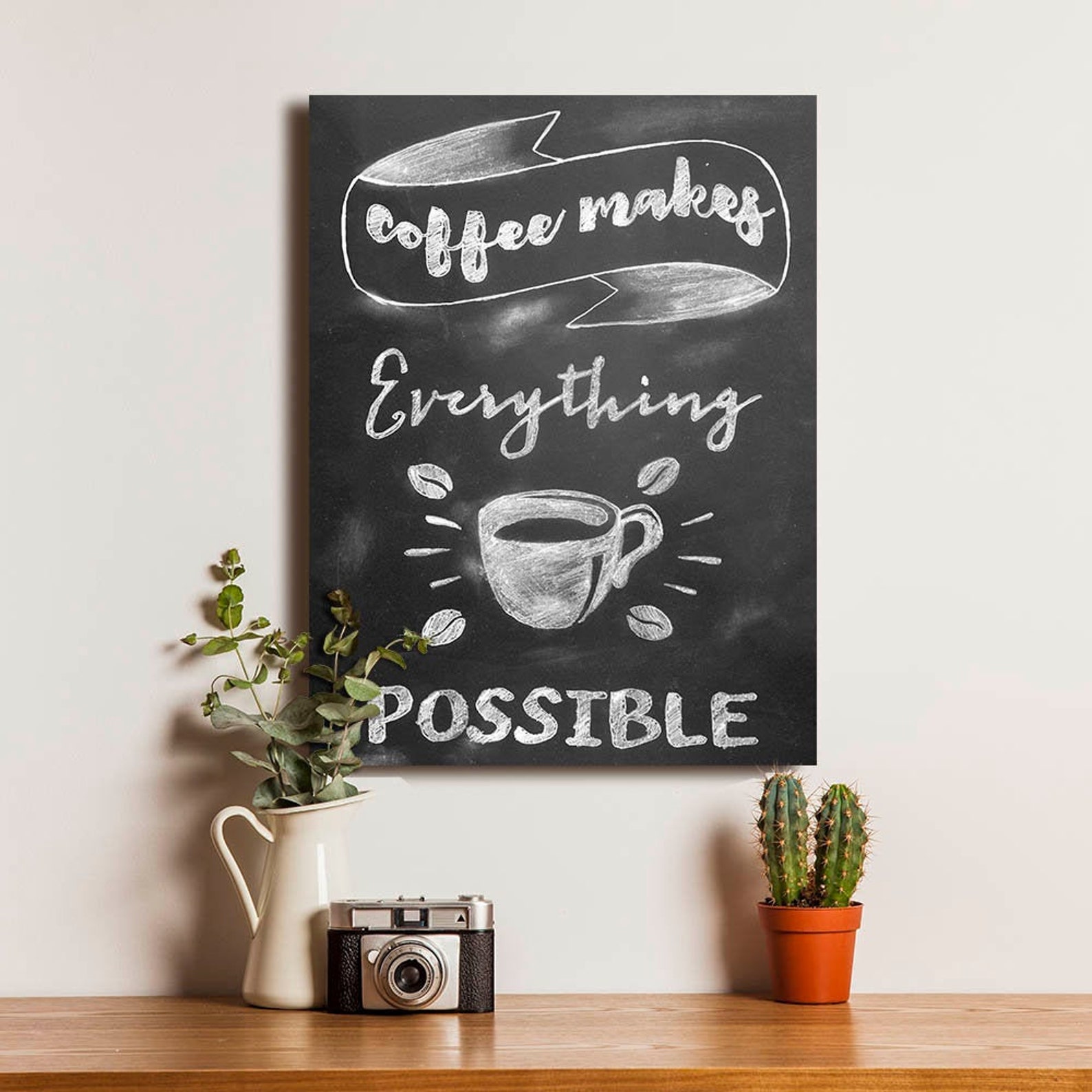 Cartel de café vintage chalkboard estilo todo lo posible Etsy