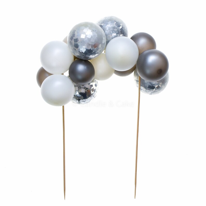 Silver Confetti Balloon Cloud Garland Cake Topper DIY Kit Star Wars Silver Cake Decoration Balloon Cake Topper For Birthday Parties