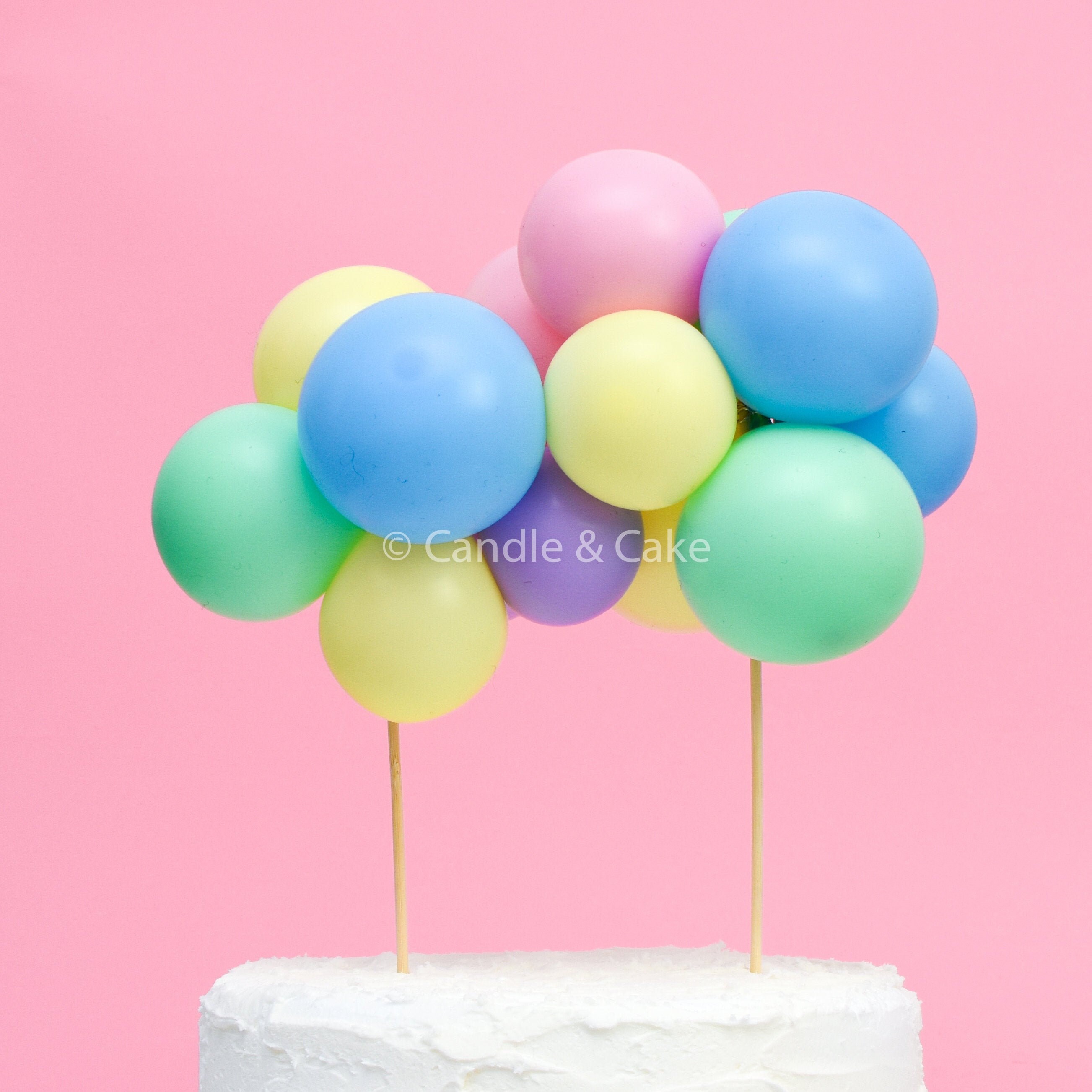 Matte Pastel Balloon Cloud Garland Cake Topper DIY Kit | Pink Blue Ye…