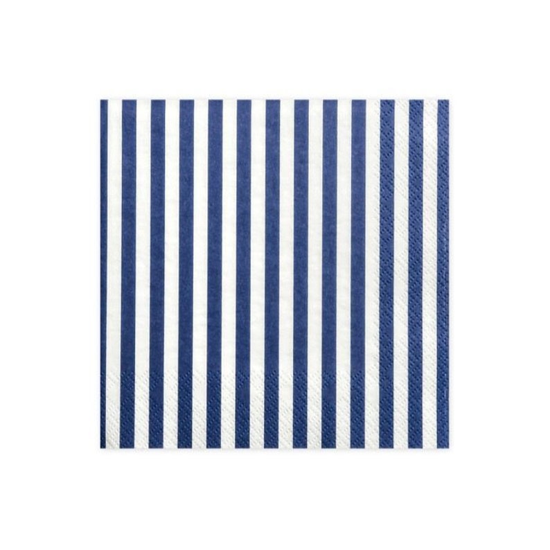 20 Navy Blue & White Striped Paper Napkins Nautical Theme Etsy