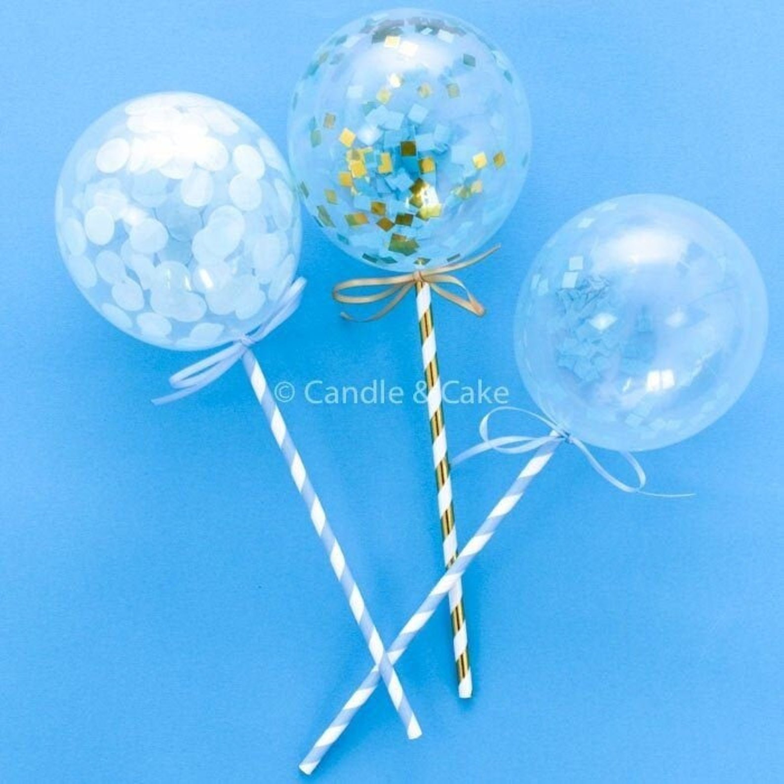 Blue Mix Cake Balloon Pops Balloon Cake Toppers Blue Party Etsy