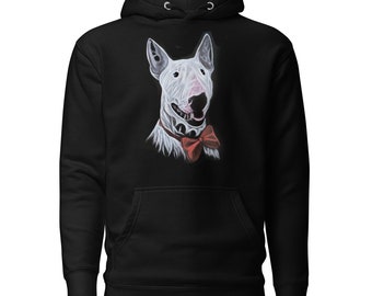 Bull Terrier Hoodie: Dog Lover Gift with Red Bow Tie