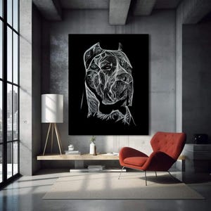 Cane Corso Print on Canvas | Spiritual Dog Wall Art | Handmade Acrylic Painting Reproduction | Italian Mastiff Home Decor | Black & White