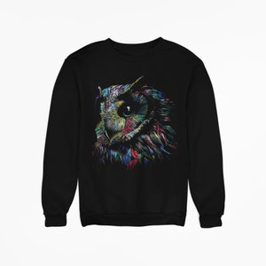 Colorful Owl Happy Sweatshirt Unisex, Owl Lover Gift