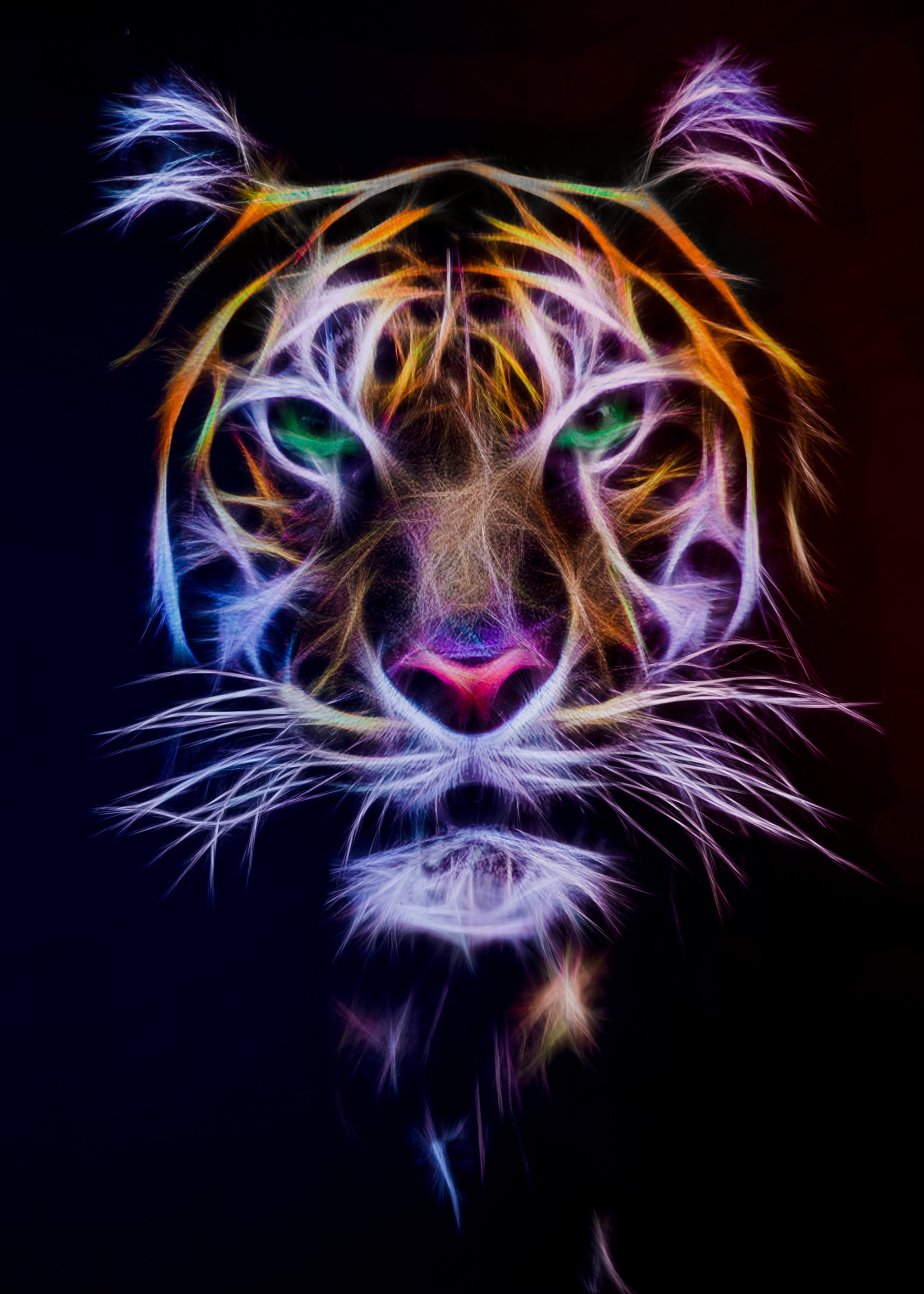 Cyber Tiger Print Portrait Fractal Modern Spiritual Style by - Etsy