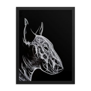 Bullterrier Print Portrait Acrylic Painting Fractal Modern Spiritual Style by KornackiArt