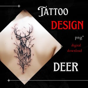 Deer Tattoo Design – Unique Downloadable Tattoo Art for Wildlife and Nature Lovers