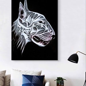 Bull Terrier Print of Fractal Acrylic Painting, Illustration, Home Decor, Gift for Her, Dog Art, Glicee Art Print Animal, Pet Portrait