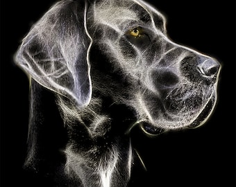 Custom Great Dane Canvas Print On Canvas, Spiritual Dog Art, Black Background Wall Art, Mystical Great Dane Portrait, Veterinarian Gift