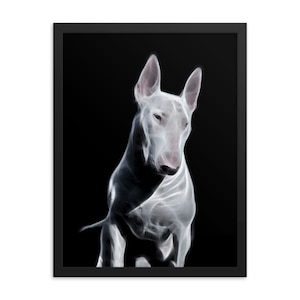 Bull Terrier Fractal Art Print, Spiritual Dog Wall Art on Black Background, Mystical Bull Terrier Decor, Unique Pet Lover Gift