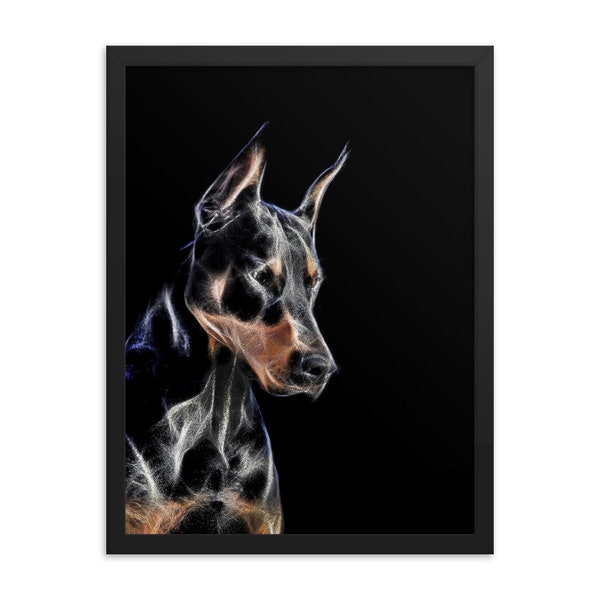 Doberman Print Fractal Art Modern Dog Portrait par KornackiArt