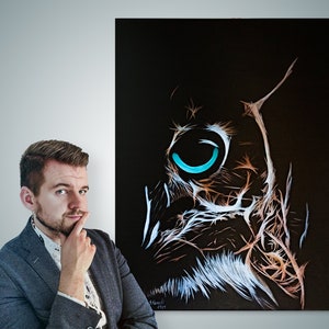 Owl Print of Fractal Acrylic Painting