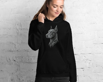 Fractal Doberman Hoodie: Spiritual Dog Art Pullover