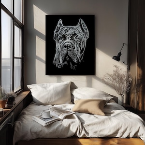 Custom Cane Corso Print on Canvas | Spiritual Dog Wall Art | Handmade Acrylic Painting Reproduction | Italian Mastiff Home Decor |