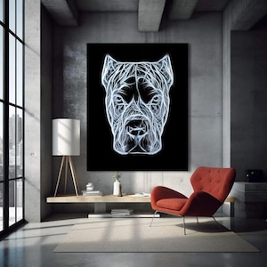 Cane Corso Print on Canvas | Spiritual Dog Wall Art | Handmade Acrylic Painting Reproduction | Italian Mastiff Home Decor | Black & White