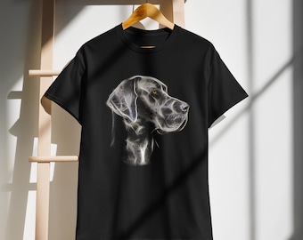 Great Dane T-Shirt – Black DryBlend® Tee | Artistic Geometric Dog Print | Spiritual Fractalius Great Dane Design for Pet Lovers