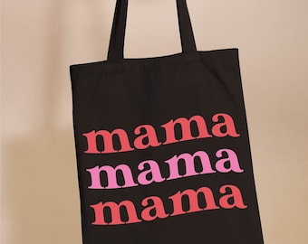 Mama Tote Bag, Black Tote Bag, Long Handled Tote, Gift For Mums, Gift For Her, Bag For Mums, Shoulder Bag, Shopper, Cotton Tote Bag