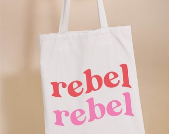 Rebel Rebel Tote Bag, David Bowie Tote Bag, Cotton Tote, Long Handled Tote, Shopper, Bowie Tote