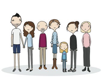 A3 Custom Family Portrait Illustration