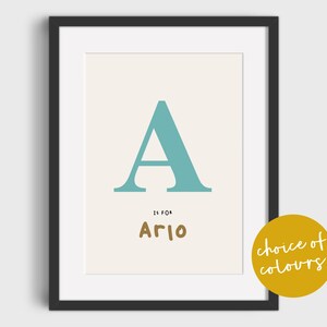 Personalised Initial and Name Print | Nursery Print | A4 Personalised Name Print | Personalised Gift | Nursery Decor