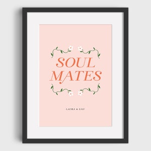 Personalised Print SOUL MATES Personalised Gift for Girlfriend Gift for Boyfriend First Anniversary Gift Paper Anniversary Gift image 4