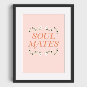 Personalised Print SOUL MATES Personalised Gift for Girlfriend Gift for Boyfriend First Anniversary Gift Paper Anniversary Gift image 8