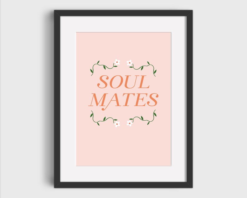 Personalised Print SOUL MATES Personalised Gift for Girlfriend Gift for Boyfriend First Anniversary Gift Paper Anniversary Gift image 8