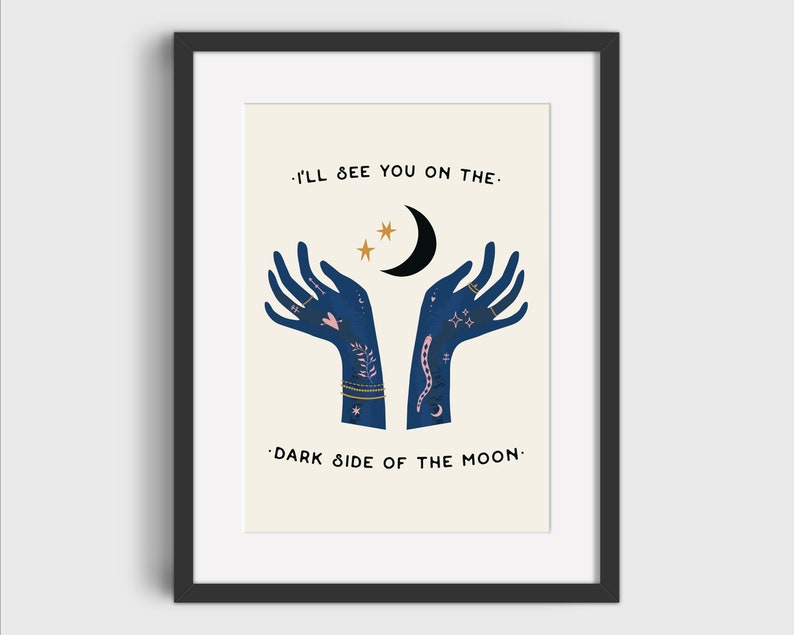 Dark Side Of The Moon Art Print Pink Floyd Lyrics Illustrated Print Digital Download Printable Instant Download Ready to print image 1