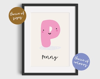 Personalised Initial Print | Personalised Gift | Kids Bedroom | Nursery Decor | Gift for New Baby