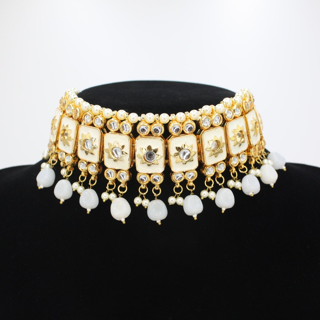 Kundan Jewellery Set Lightweight Kundan Choker Set Indian Etsy UK