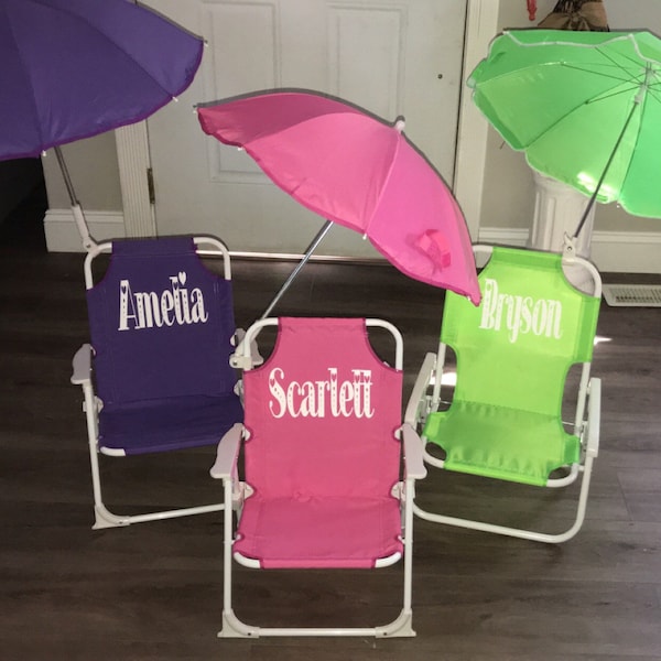 Personalized baby toddler beach chair with umbrella birthday gift