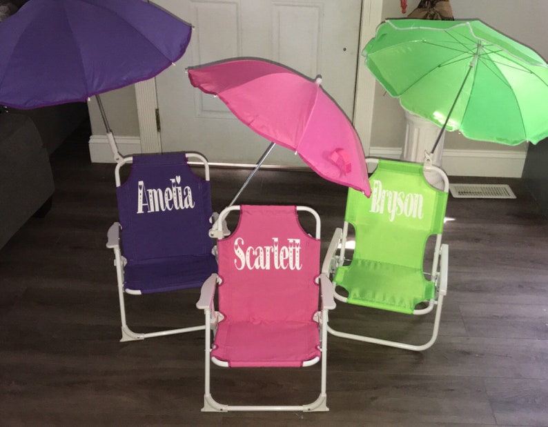 Personalized baby toddler beach chair with umbrella birthday gift