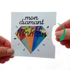 Carte animée fête des mères, disque magique à customiser, message caché "Mon diamant c'est maman"
