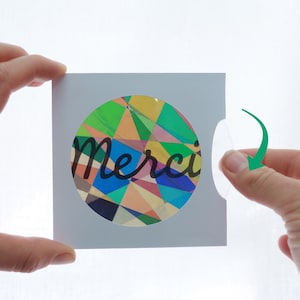Carte animée kaleidoscope, disque magique à customiser, message caché "Merci"