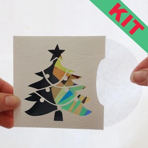 Carte animée sapin de Noël EN KIT art polarisant à fabriquer soi-même en scotch