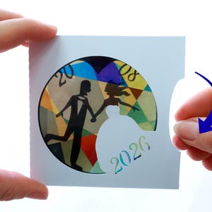 Carte faire-part annonce mariage original et coloré personnalisé à customiser soi-même pour en faire un kaléidoscope