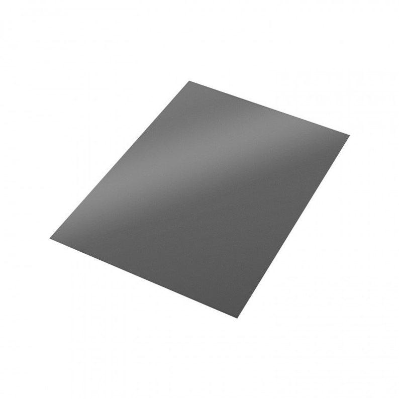 May include: A flat sheet of dark gray metal.