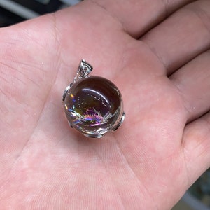 Handmade Inlaid crystal White Crystal Ball Necklace, Crystal Round Ball Pendant, Gemstone Sphere Pendant Necklace, Natural Metaphysical