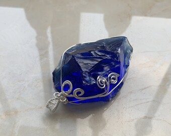 Hand made blue Andara Crystal necklace blue crystal necklace,Natural Blue andara crystal Pendant