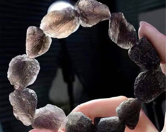 100% Natural Colombianite Stone meteorite Bracelet,Obsidian, Tektite, Raw Crystal Bracelet, Metaphysical, Healing Crystals and Stone jewelry