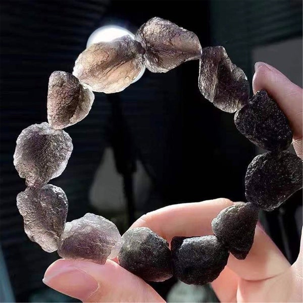 100% Natural Colombianite Stone meteorite Bracelet,Obsidian, Tektite, Raw Crystal Bracelet, Metaphysical, Healing Crystals and Stone jewelry