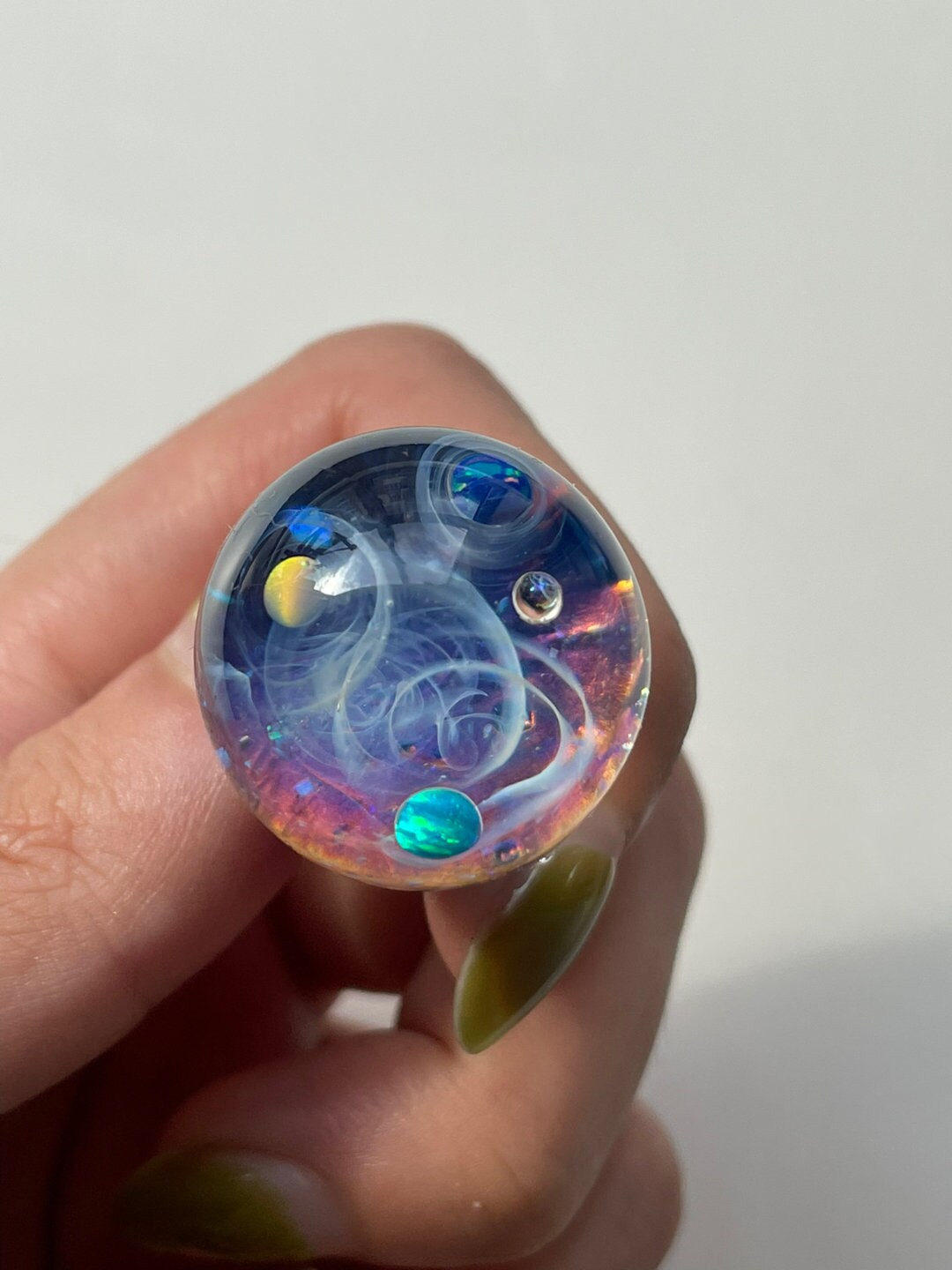 Handmade Planet Necklace, resin Cosmic starry sky jewelry, Glass Planet star necklace, Valentine's Day present, northern lights necklace