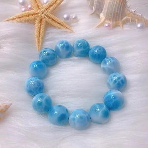 Surowy Larimar, Niebieskie Bransoletki, Biżuteria Atlantydy, Bransoletka z Akwamarynu, Niebieski, Bransoletka z Larimar, Kryształy Metafizyczne, Bransoletka z Kryształu Leczniczego