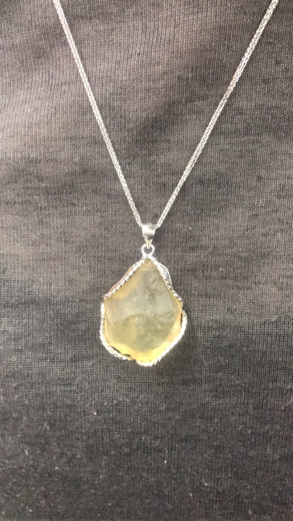 100% Natural Libyan Gold Meteorite/ Libyan Desert Glass Necklace
